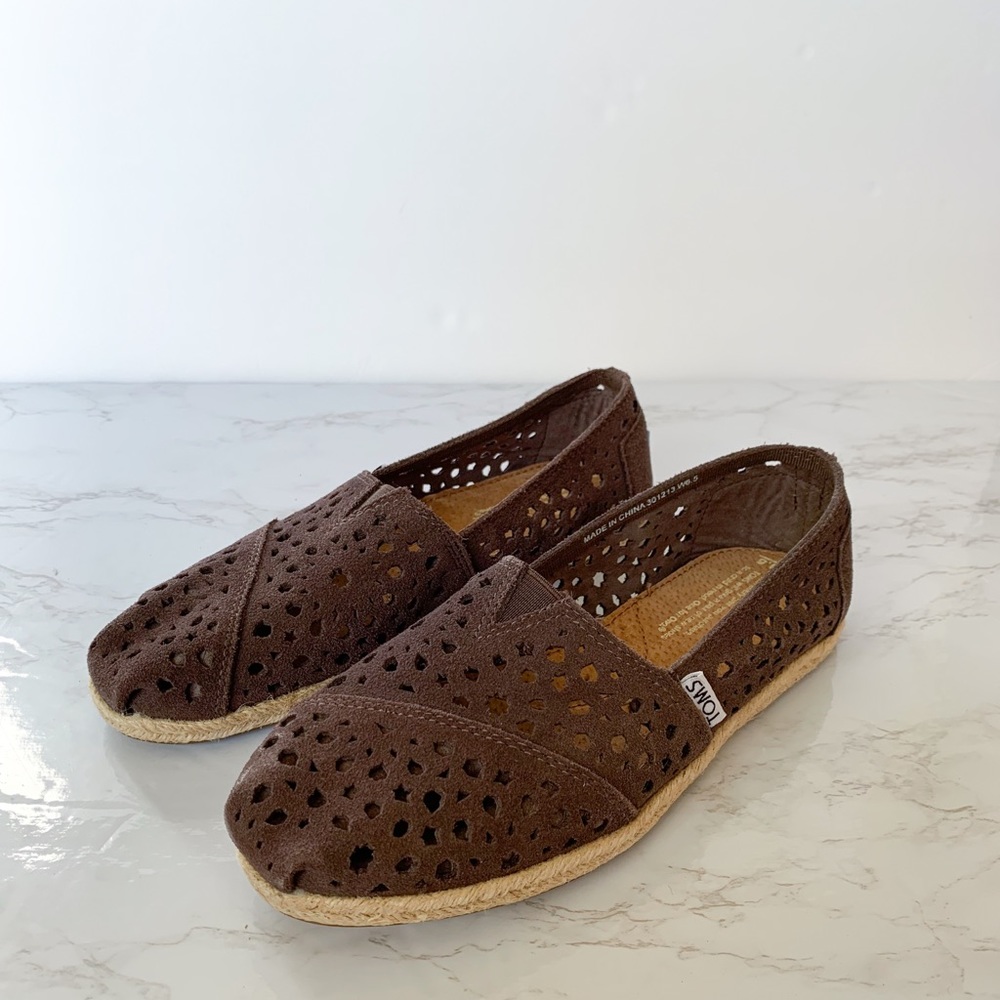 TOMS Classics Brown Moroccan Cutout Slip On Shoes